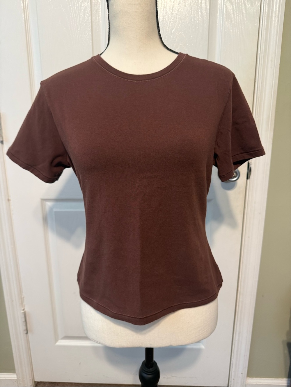 Quince Short Sleeve Crewneck Tee in Deep Brown